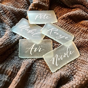 Sea Glass Place Cards, Sea Glass, Beach Wedding, Beach Decor, Wedding Place Cards, Wedding Calligraphy, Wedding Decor, Sea Glass Wedding
