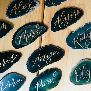 Agate wedding place cards, geode place cards, Boho Wedding Decor, Custom Wedding Favors