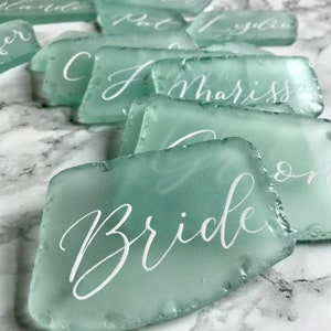 Sea glass place cards, beach wedding decor, beach wedding table decor, sea glass place cards, coastal wedding decor