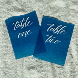 Sea Glass Table Numbers, Beach Wedding Decor, Table Numbers, Sea Glass Place Cards, Blue Sea Glass Table Numbers
