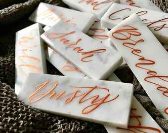 Unique Place Cards, Marble Place Cards, Rose Gold Wedding, Marble Wedding Decor, Custom Calligraphy Place Cards