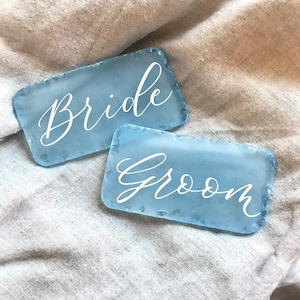 Place cards, beach wedding decor, beach wedding table decor, sea glass place cards, coastal wedding decor image 1