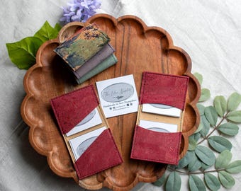Custom Square Business Card Holder | Handmade Cork Square Wallet | 36+ Cork Colors