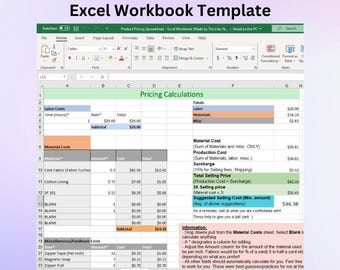 Handmade Product Pricing Calculator: Excel Workbook Template (Digital Download)