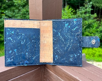 Marbled Blue with Natural Cork accent- Cork Passport Wallet - Dual passport holder - Travel Wallet