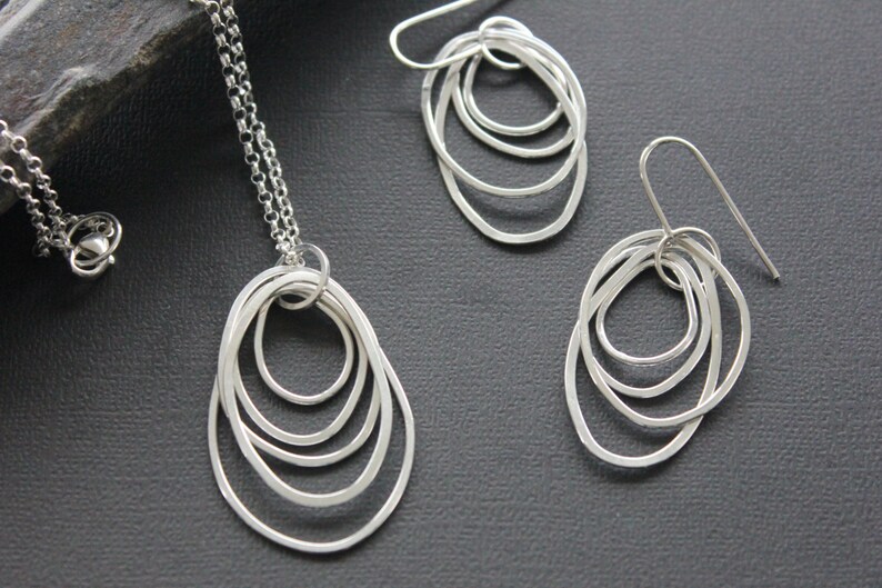 Multi Loop Sterling Silver Necklace. Organic Circle Necklace. Etsy