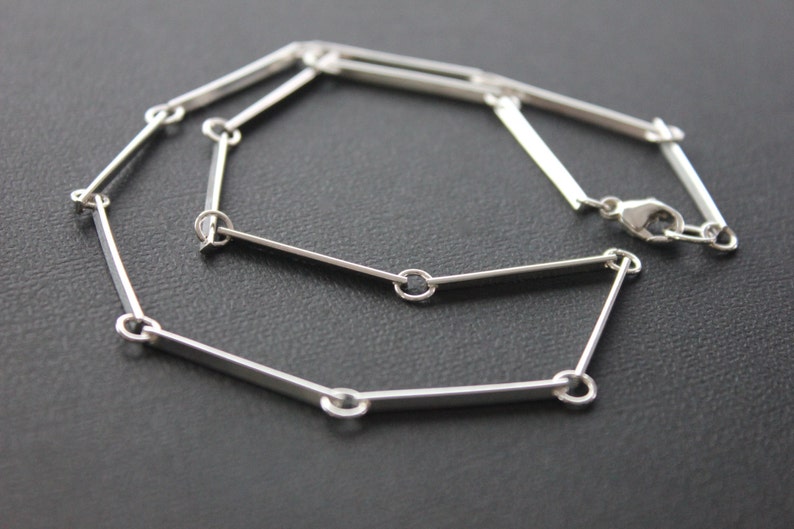 Solid Bar Linked Chain. Sterling Silver Hand Made Chain Etsy