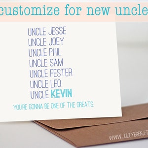 Pregnancy Announcement Card | Famous Uncles - You're Gonna Be One of the Greats CUSTOMIZABLE