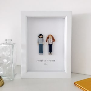 2-4 Members Custom Family Portrait | Family Dolls in Frame | Custom Couple Portrait | Custom Dolls From Photo | 5th Anniversary Gift
