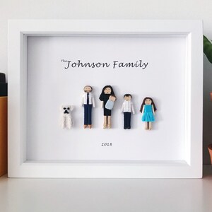 5-8 Members Custom Family Portrait | Family Dolls in Frame | Gift for Mom | Portrait from Photo | Personalized Dolls