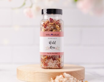 Wild Rose and Jasmine Decadent Bath Salts - Relaxing Self Care Spa Night - Aromatherapy Spa Day - Luxury Bath Salt Skin Care - Gift for Her