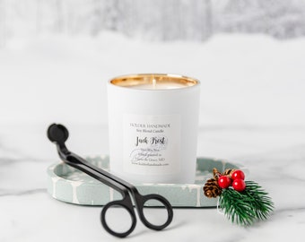 Jack Frost Soy Candle 8oz Tumbler - 65 hours burn time - Peppermint Vanilla Scented Candle - Fun Wintry Scent Candle - Vegan Organic Candle