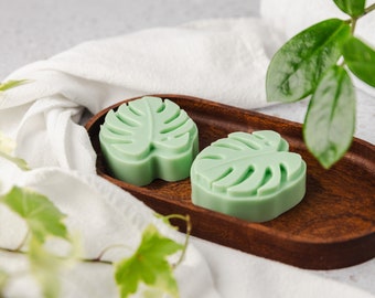 Basil Sage Mint Monstera Leaf Goat Milk Bar Soap - Handcrafted Artisan Soap - Glycerin Bar Soap - Monstera Leaf Floral Soap Bar