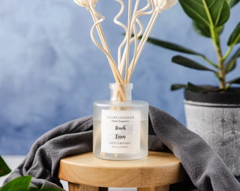 Beach Linen Reed Diffuser - Flameless Home Fragrance - Reed Diffuser Scent for Smaller Rooms