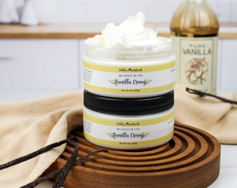 Vanilla Cream Body Butter - Shea Butter Cocoa Butter Body Butter - Thick Moisturizing Body Butter for Summer - Creamy Vanilla Scent