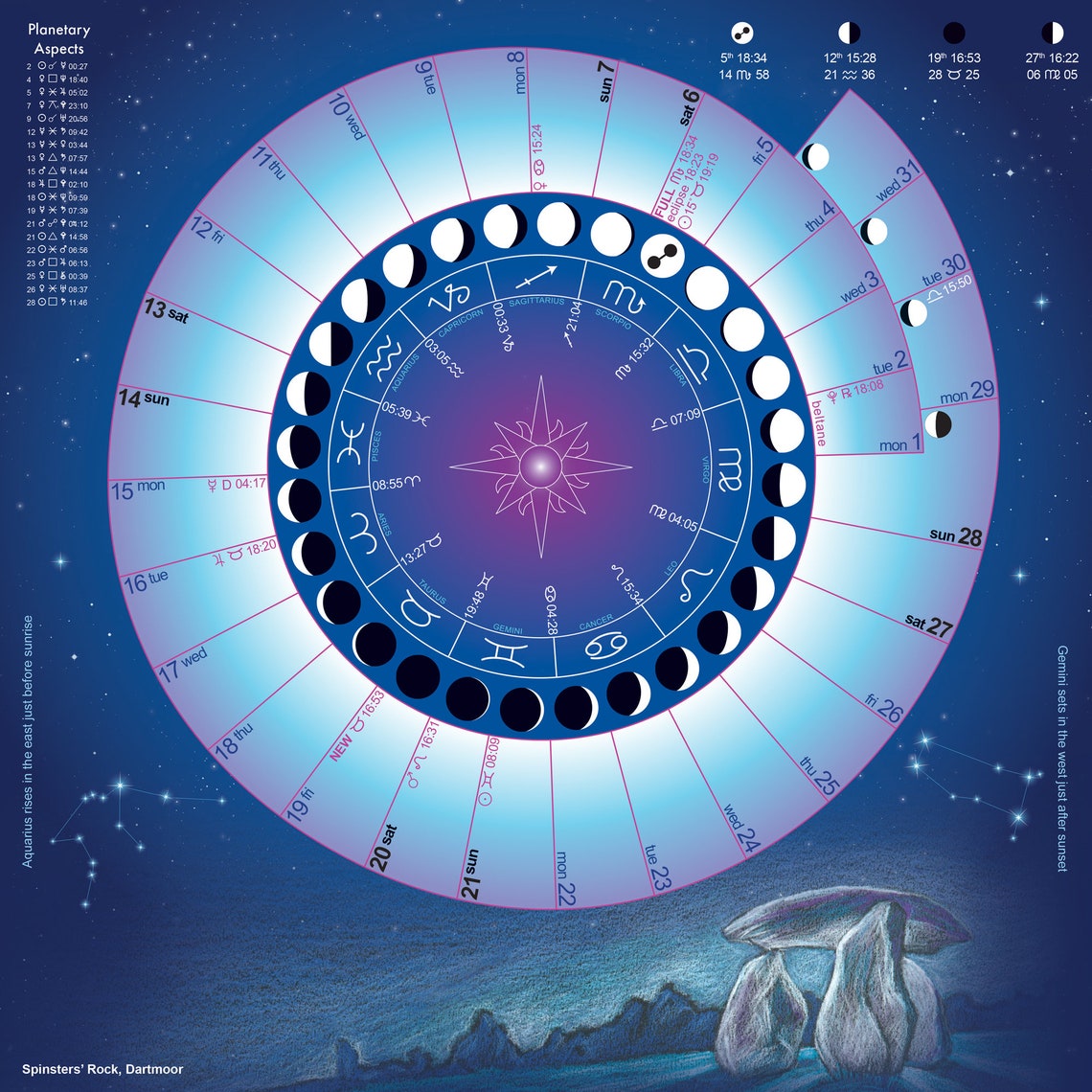 CALENDARIO LUNAR MOON 2023 Etsy España