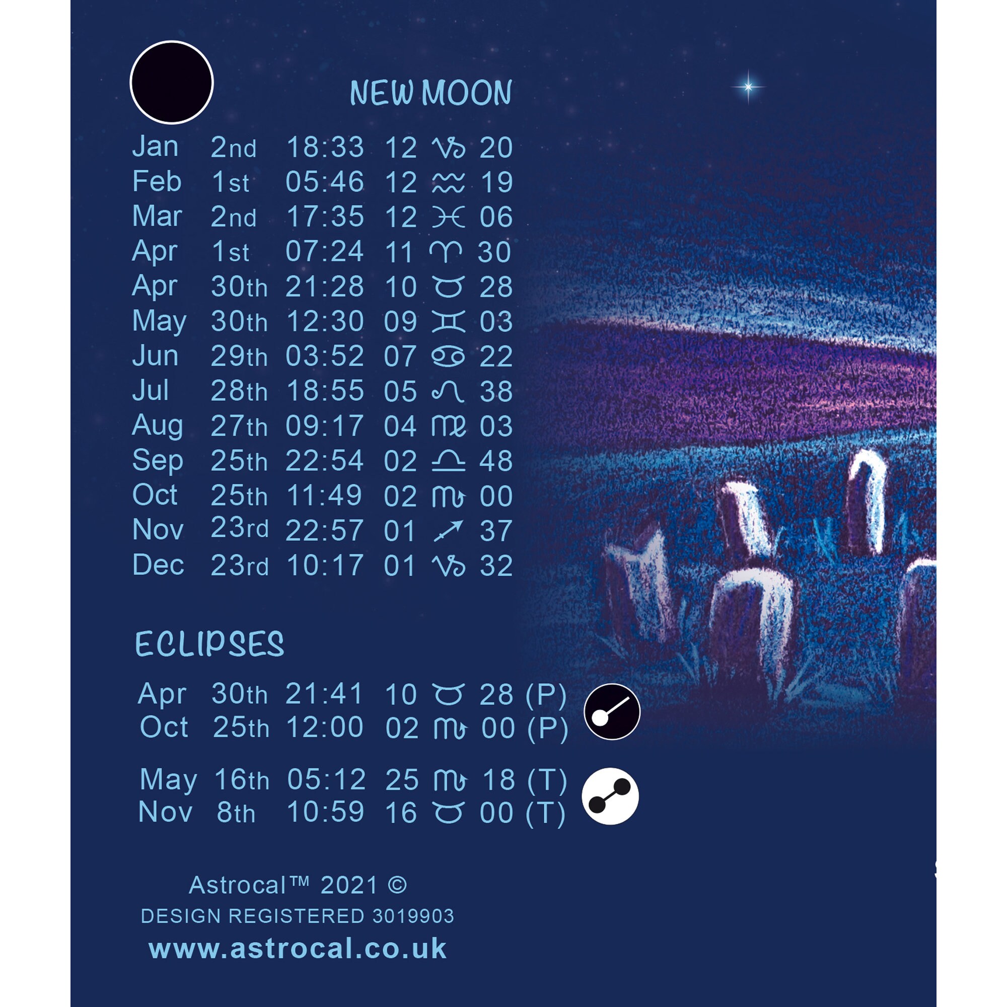 CARTEL DEL CALENDARIO DE LA FASE LUNAR 2022 Etsy