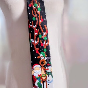 Vintage Hallmark Santa Claus Reindeer Snowman Christmas Men&#39;s Necktie Xmas Men Holiday Accessories Gifts For Him Yule Tie Greetings