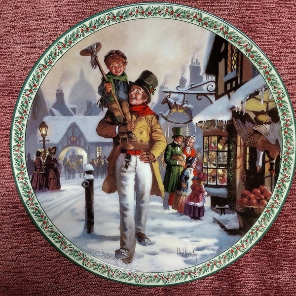 Vintage Plate A Christmas Carol First Issue Bradford Exchange 1993 "God Bless Us Everyone" Lloyd Garrison Collectible Plate Ceramic Art