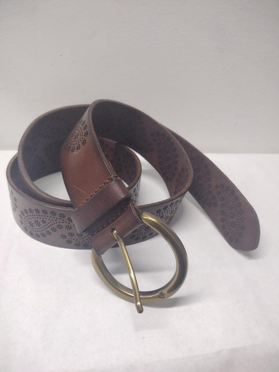 Lucky Brand rustic leather bohemian style black belt size M Lucky Brand Boho Chic Belt Metallic Toned Leather Medium (42  main image 3