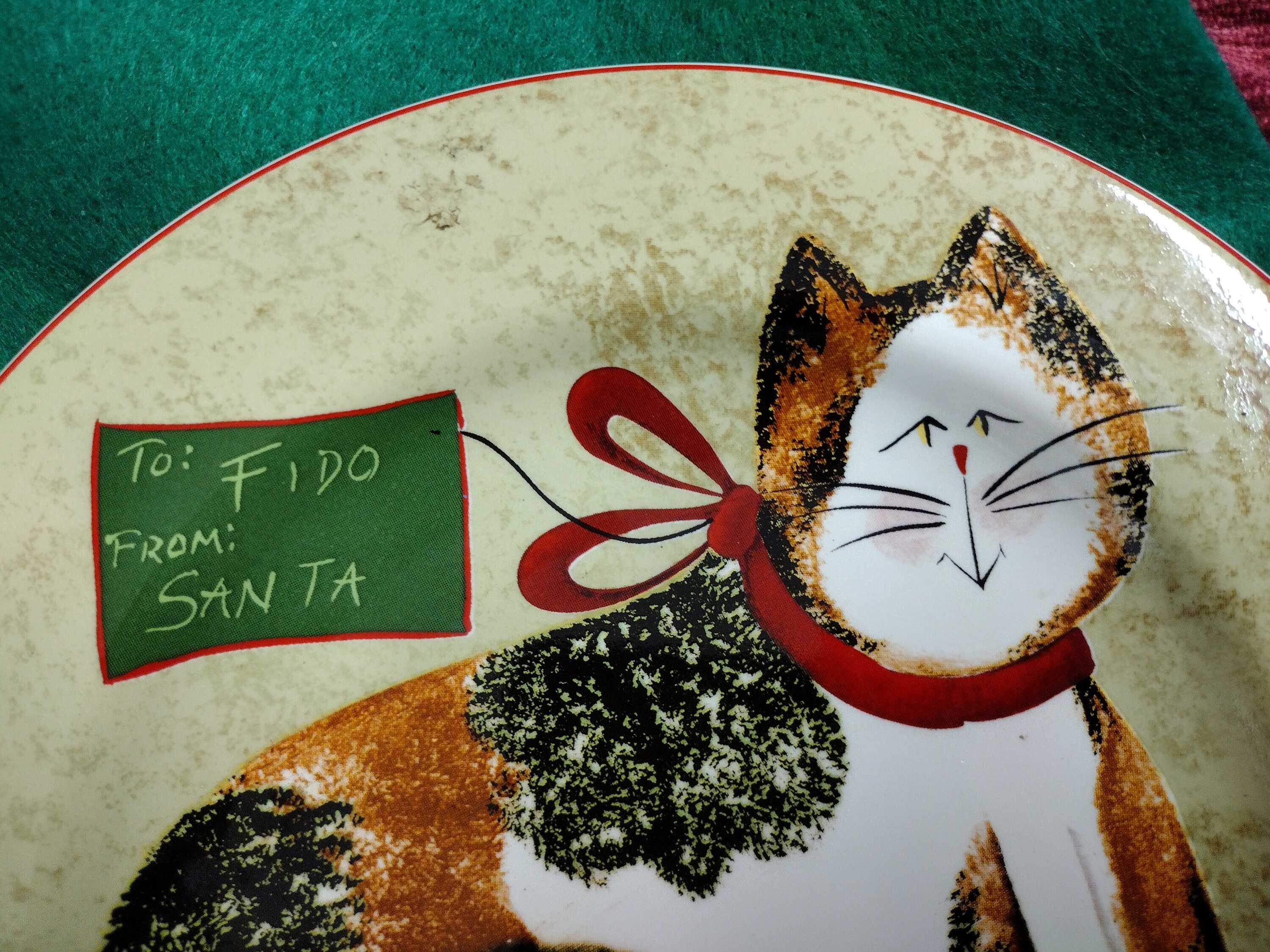 family cats　0728 Christmas Cats Plate: Fiddlestix Sakura Collection, 8 Inch