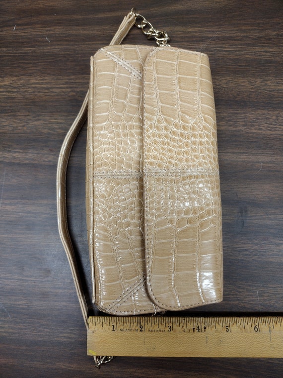 Liz Claiborne Small Handbag Light Brown Faux Croc… - image 2