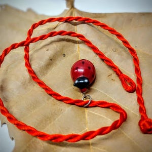 Cute Ladybug Murano Glass Bead Red Nylon Rope Necklace Keepsake For Luck Jewelry Accessory Gift For Her Collectibles