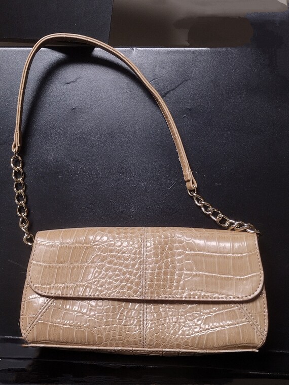 Liz Claiborne Small Handbag Light Brown Faux Croc… - image 4