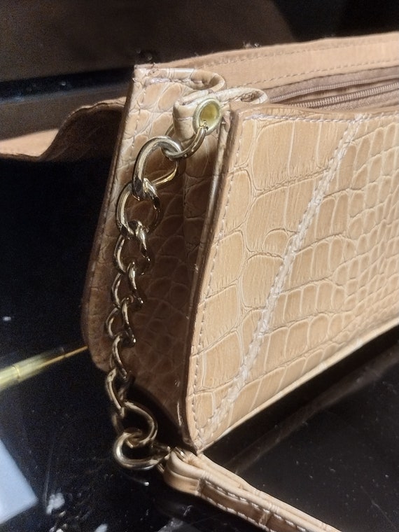 Liz Claiborne Small Handbag Light Brown Faux Croc… - image 8
