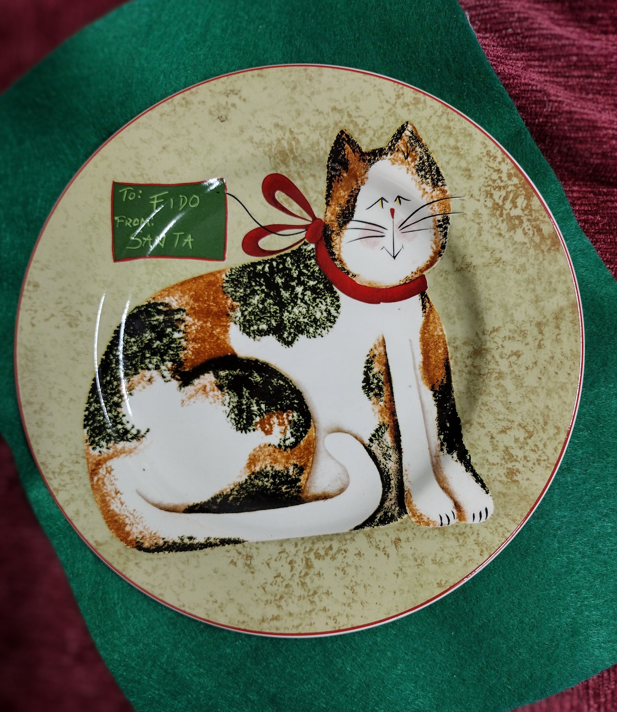 family cats　0618 Christmas Cats Plate: Fiddlestix Sakura Collection, 8 Inch