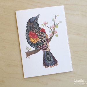 Red-winged Blackbird Watercolor Card // Bird Greeting Card // 5 x 7 Size// Art Print