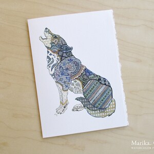 Gray Wolf Watercolor Card // Animal Greeting Card // 5 x 7 Size // Art Print