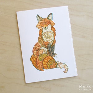 Red Fox Watercolor Card // Animal Greeting Card // 5 x 7 Size // Art Print