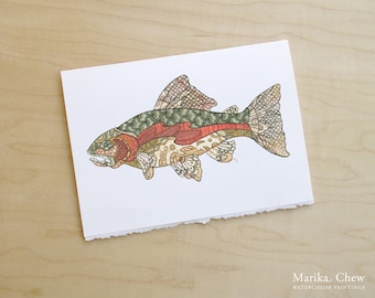Rainbow Trout Watercolor Card // Animal Greeting Card // 5 x 7 Size // Art Print
