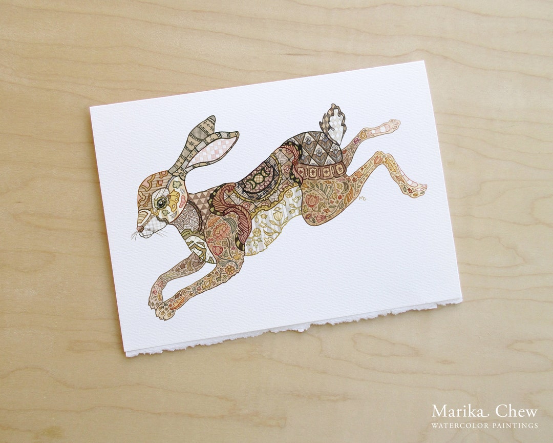 Cottontail Rabbit Card Eastern Cottontail Rabbit Watercolor Card // Animal Greeting Card // 5 ...
