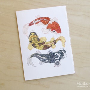 Koi Fish Watercolor Card // Animal Greeting Card // 5 x 7 Size // Art Print