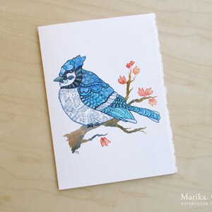 Blue Jay Watercolor Card // Bird Greeting Card //  5 x 7 Size // Art Print