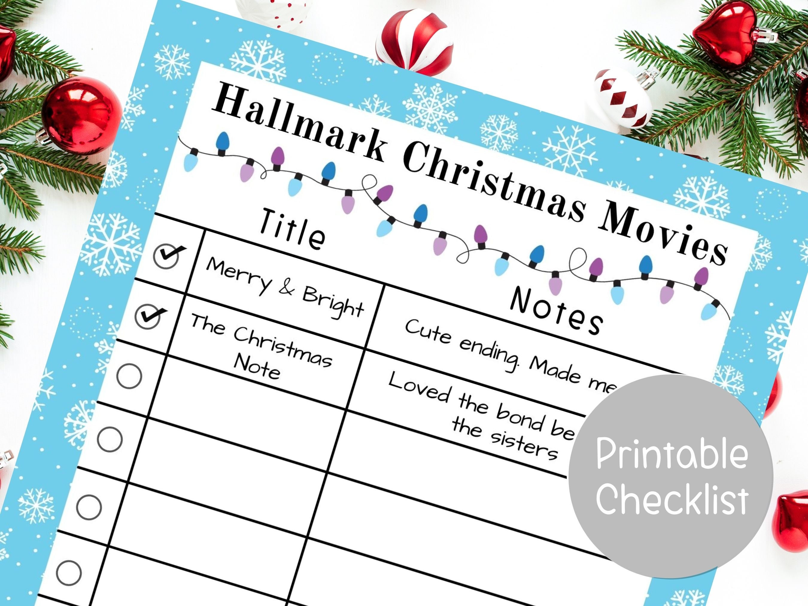 Hallmark Channel Christmas Movies Schedule Printable Checklist Etsy