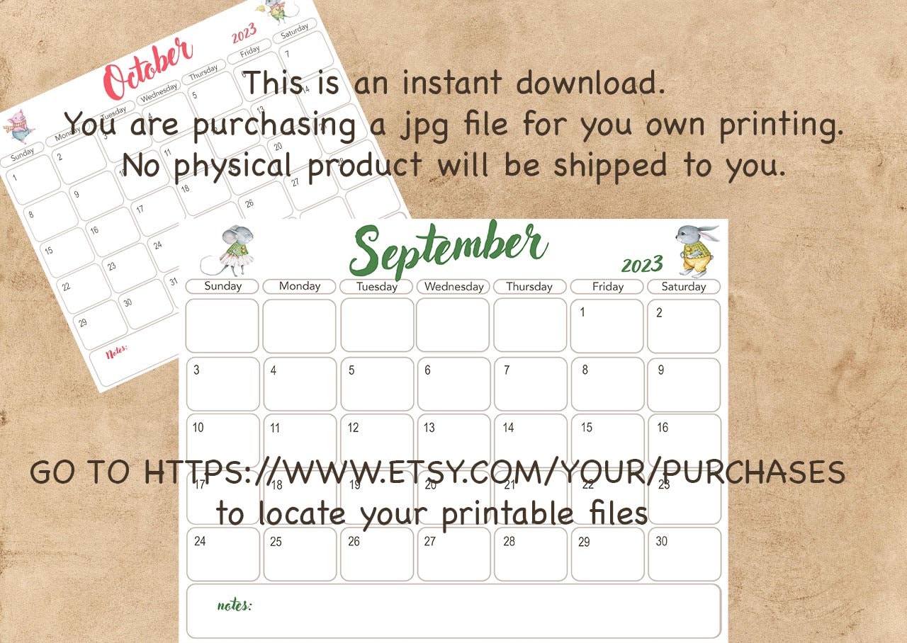 Calendar 2023 2024 16 Month Printable Calendar Instant - Etsy
