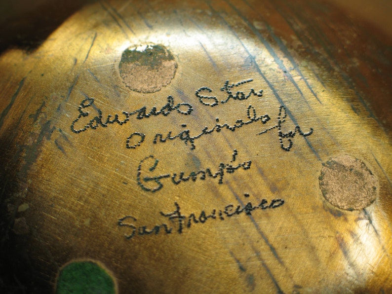Vintage Enamel On Copper Edwards Star For Gump/'s Bowl Dish Plate Mid-Century