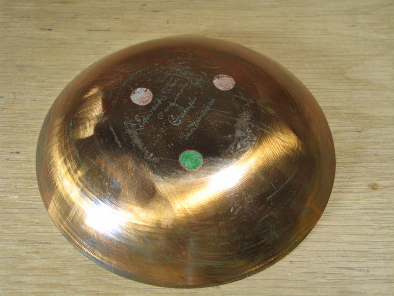 Vintage Enamel On Copper Edwards Star For Gump/'s Bowl Dish Plate Mid-Century