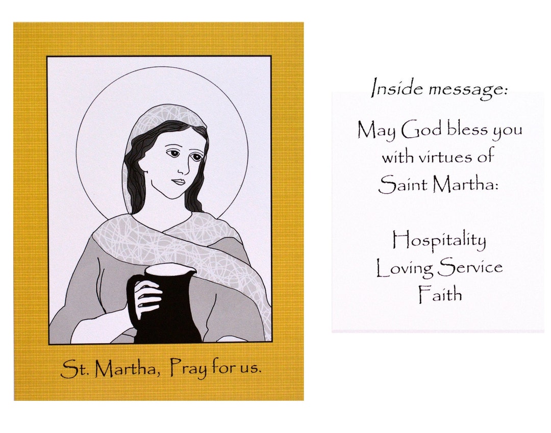 St. Martha Catholic Confirmation Patron Saint Note Card, Saint Martha ...