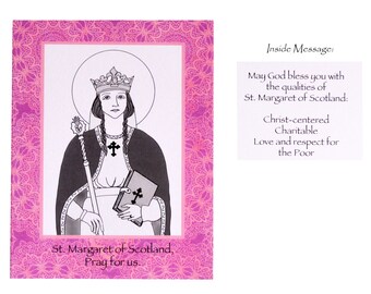 St Margaret of Scotland Confirmation Card/ Catholic Confirmation Card/Patron Saint Prayer Card/ Confirmation Sponsor Gift/Saint Margaret