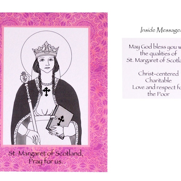 St Margaret of Scotland Confirmation Card/ Catholic Confirmation Card/Patron Saint Prayer Card/ Confirmation Sponsor Gift/Saint Margaret