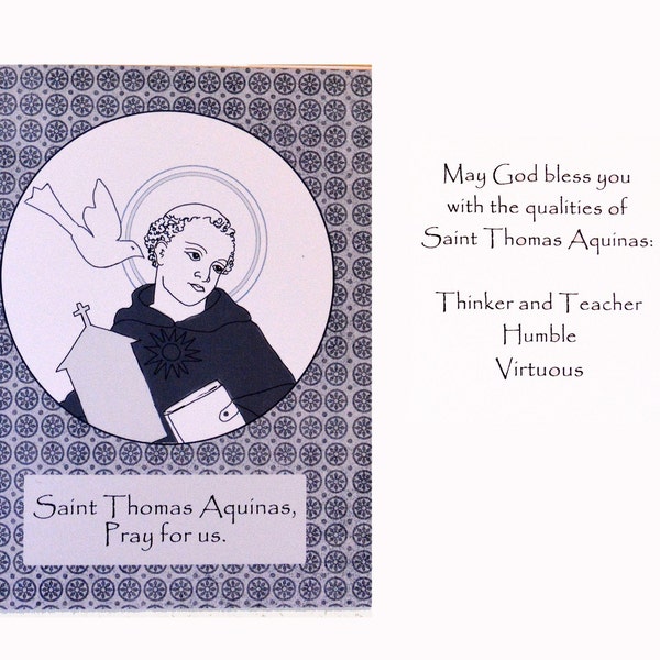 St Thomas Aquinas Patron Confirmation /Catholic Confirmation Card St Thomas/Catholic Sacrament Sponsor Holy Card/Godparent Godchild Gift