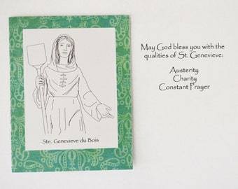 St Genevieve du Bois Confirmation Card/ Patron Saint Card/ Confirmation Card/ Godparent/ Godchild/ Catholic Confirmation