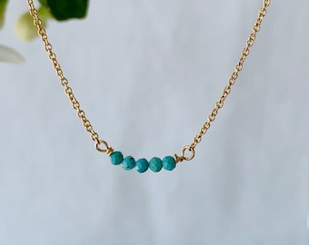 LISETTE tiny gem necklace/faceted turquoise