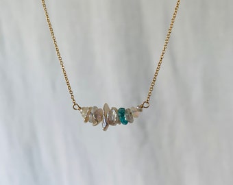 ILIMA keshi pearl and gemstone layering necklace