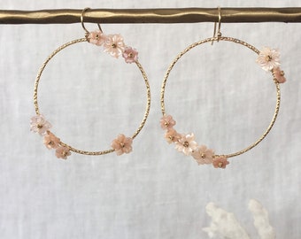 LEI luxe pink flower hoop earrings