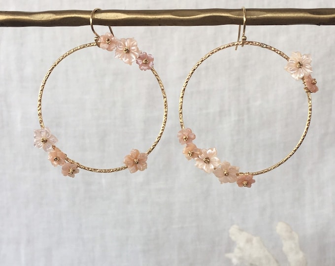 LEI luxe pink flower hoop earrings